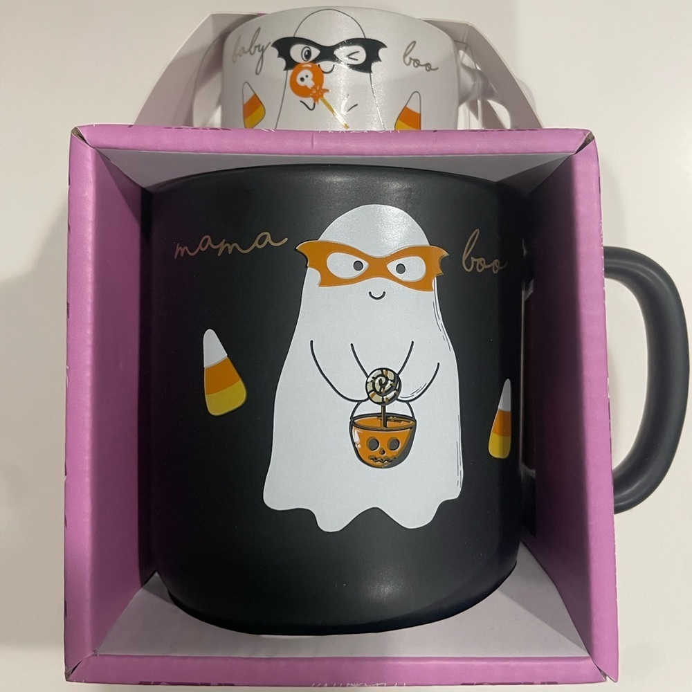 Mama Boo and Baby Boo Halloween Ghost Mug Set of 2 a cup mom and a cup for child